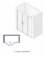 Mampara 2 puertas abatibles + 1 fijo croquis