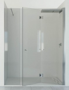 Mampara dos hojas plegables + 1 fijo frontal cromo - ASUÁN de Seviban
