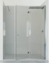 Mampara dos hojas plegables + 1 fijo frontal cromo - ASUÁN de Seviban