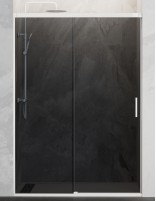 Mampara blanca Basic fumé - 1 fijo y 1 corredera sin perfil inferior