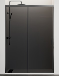 Mampara titanio Basic fumé - 1 fijo y 1 corredera sin perfil inferior