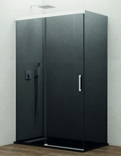 Mampara Basic blanca + lateral fijo fumé sin perfil inferior