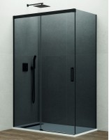 Mampara Basic negra + lateral fijo fumé - sin perfil inferior