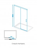 Mampara Basic níquel + lateral fijo fumé croquis