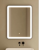 Espejo rectangular con marco LED y antivaho negro