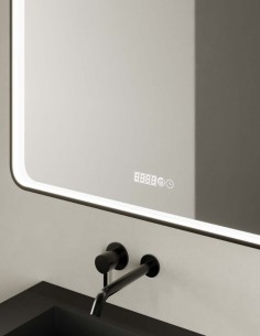 Espejo rectangular con marco LED, antivaho y reloj modelo TANGO de Manillons Torrent 2