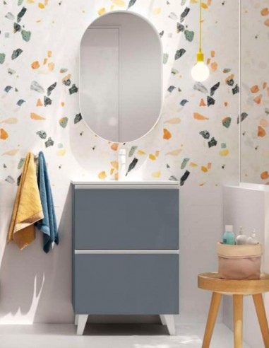 Mueble 2 cajones suelo - tiradores aluminio Granada de Visobath