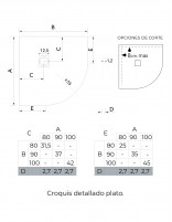 Plato ducha resina semicircular detalle