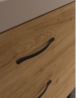 Mueble baño suspendido 2 cajones + lavabo resina detalle tiradores