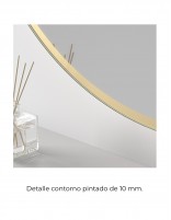 Conjunto espejo redondo LED dorado detalle