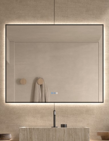 Espejo de baño rectangular LED - negro ALCALÁ de Dyled