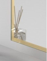 Espejo de baño rectangular LED dorado contorno