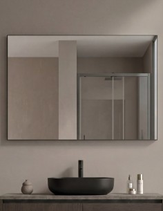 Espejo de baño rectangular marco negro - EL ESCORIAL de Dyled