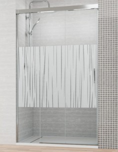 Mampara ducha fijo y correderas modelo MIÑO cromo de Bathplus 2