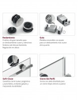 Mampara de ducha - 1 fijo + 1 corredera acero inox. datos