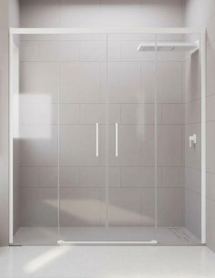 Mampara ducha fijos más correderas blanca modelo VEGA de Seviban