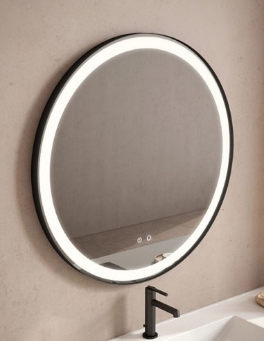 Espejo de baño LED - negro NUBE de VisoBath