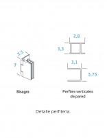 Mampara angular dorada GLASS croquis perfilería