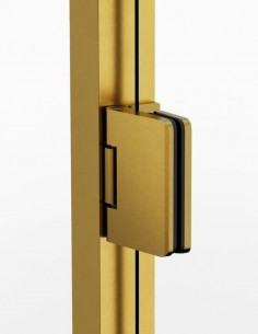 Mampara angular dorada GLASS - 1 puerta abatible + lateral fijo GME 2