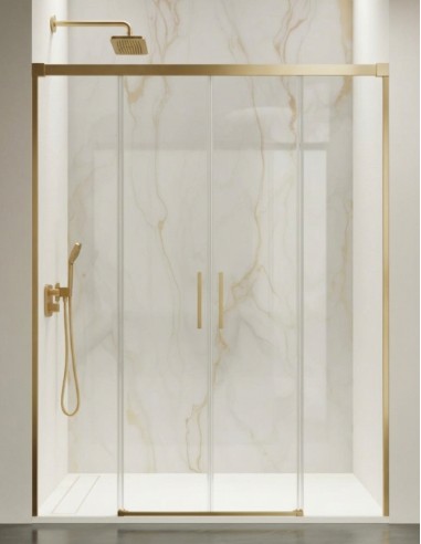 Mampara ducha 2 fijos + 2 correderas - oro anodizado CAUCE de Bathplus
