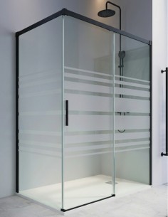 Mampara de ducha negro 1 hoja fija y 1 puerta corredera + lateral fijo - CAUCE de Bathplus 2