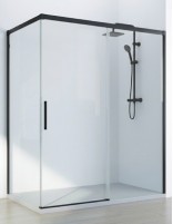 Mampara de ducha negro 1 hoja fija y 1 puerta corredera + lateral fijo - CAUCE de Bathplus