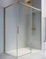 Mampara de ducha oro 1 hoja fija y 1 puerta corredera + lateral fijo - CAUCE de Bathplus