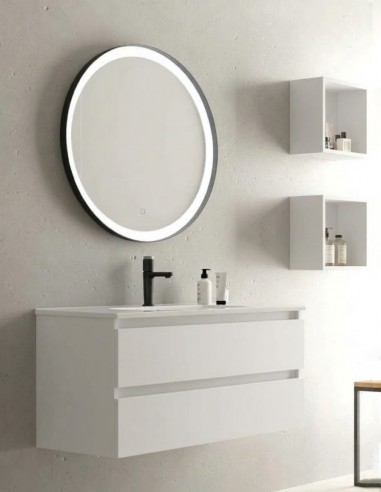 Mueble de baño 2 cajones blanco satinado