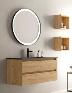 Mueble baño 2 cajones - lavabo negro mate OSIRO