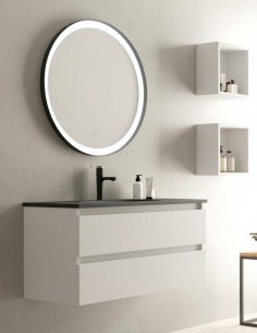 Mueble baño 2 cajones - lavabo negro mate OSIRO 2