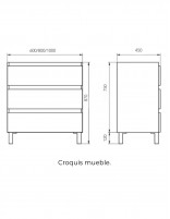 Mueble de baño 3 cajones croquis