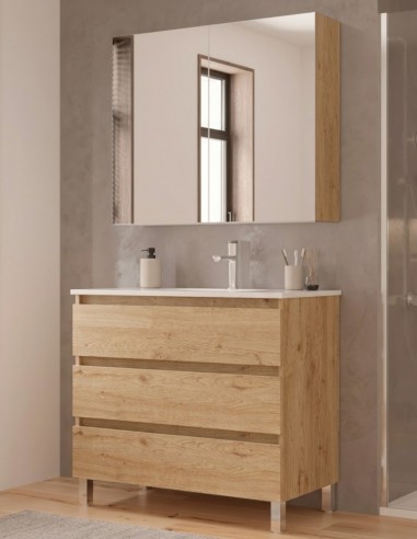 Mueble de baño 3 cajones - lavabo blanco brillo o mate OSIRO