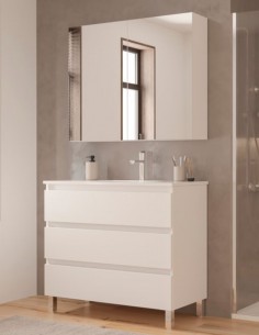 Mueble de baño 3 cajones - lavabo blanco brillo o mate OSIRO 2