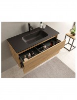 Mueble baño 3 cajones detalle lavabo negro mate