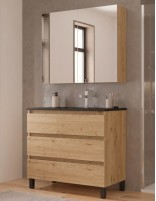 Mueble baño 3 cajones - lavabo negro mate OSIRO