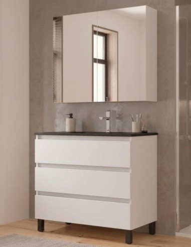Mueble baño 3 cajones blanco satinado