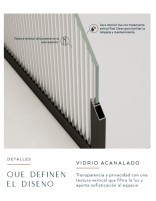 Mampara fija acanalada dorada detalle cristal