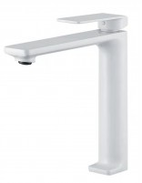 Grifo lavabo blanco alto