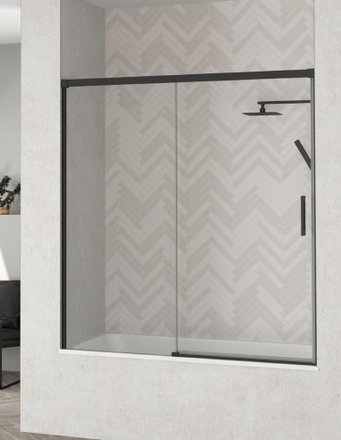 Mampara bañera negra modelo JAZZ de 1 fijo y 1 corredera