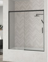 Mampara bañera negra modelo JAZZ de 1 fijo y 1 corredera