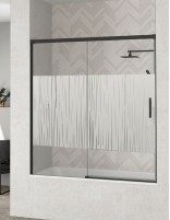 Mampara bañera negra decorado líneas