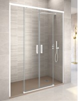 Mampara de ducha 2 puertas correderas + 2 fijas modelo JAZZ blanca