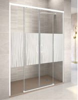 Mampara de ducha 2 puertas correderas + 2 fijas decorado