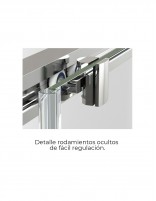 Mampara de ducha 2 puertas correderas + 2 fijas detalle rodamiento de fácil regulación