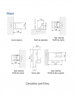 Mampara negra corredera + lateral detalle perfilería