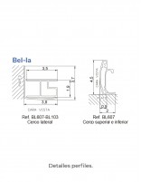 Mampara Bella de Kassandra fijo y corredera detalle perfilería