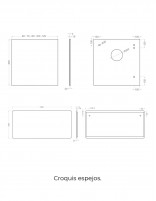Mueble de baño sin patas modelo PRAGA de Coycama - croquis espejo