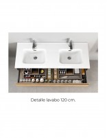 Mueble de baño sin patas detalle lavabo de 120 cm con dos senos