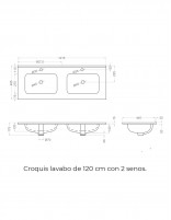 Mueble de baño sin patas croquis lavabo de 120 cm