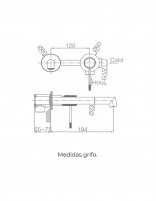 Grifo empotrado lavabo dorado croquis